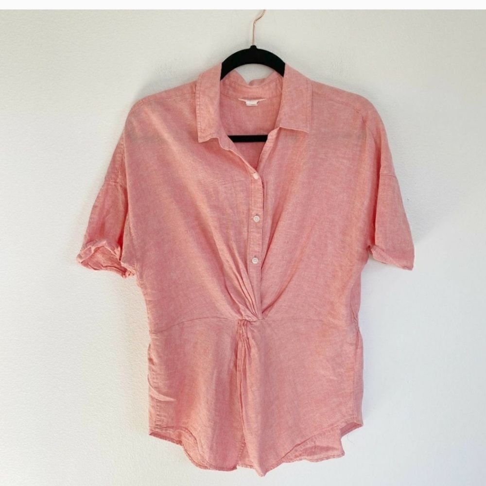 Caslon Linen Collared Casual Top sz Sm